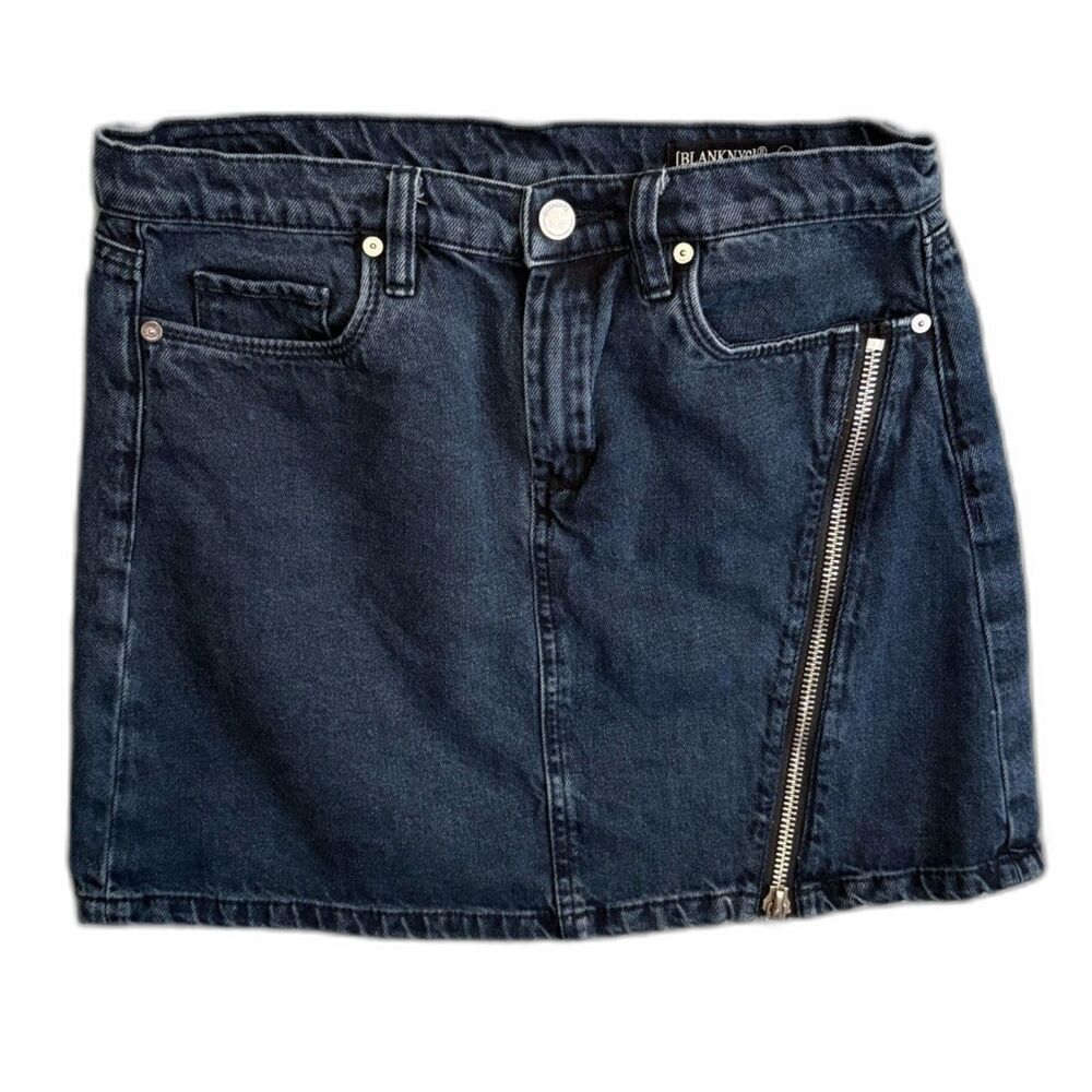Y2K BlankNYC Dark Wash Denim Mini Skirt Zip Detail Grunge Size 27